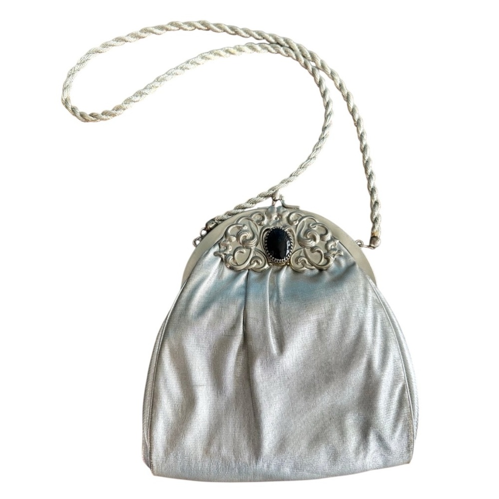 Vintage Harry Levine (HL) Silver Jeweled Evening Bag – Ornate Clasp – USA